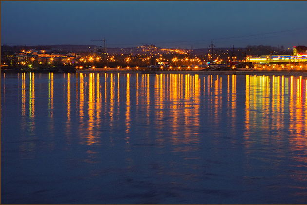 Виды Вечерний Иркутск на автомобиле