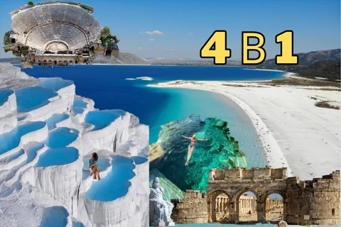 4в1: Памуккале, Иераполис, Бассейн Клеопатры и Озеро Салда из Белека
