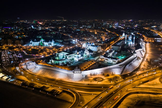 Виды Огни ночной Казани