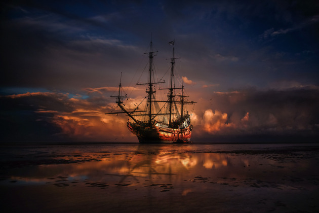 Чарующий закат на пиратской яхте