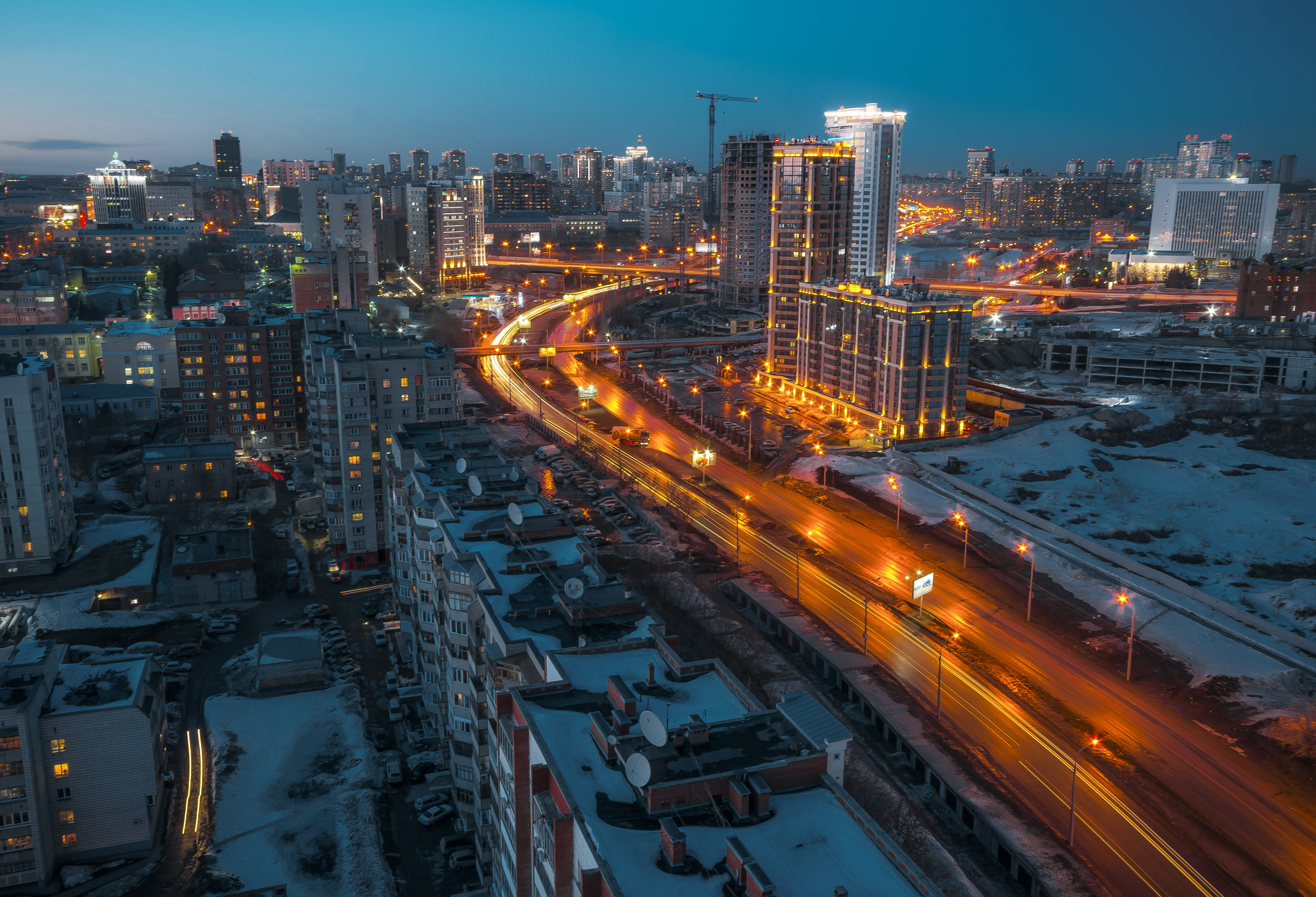 Вечерний Новосибирск на автомобиле