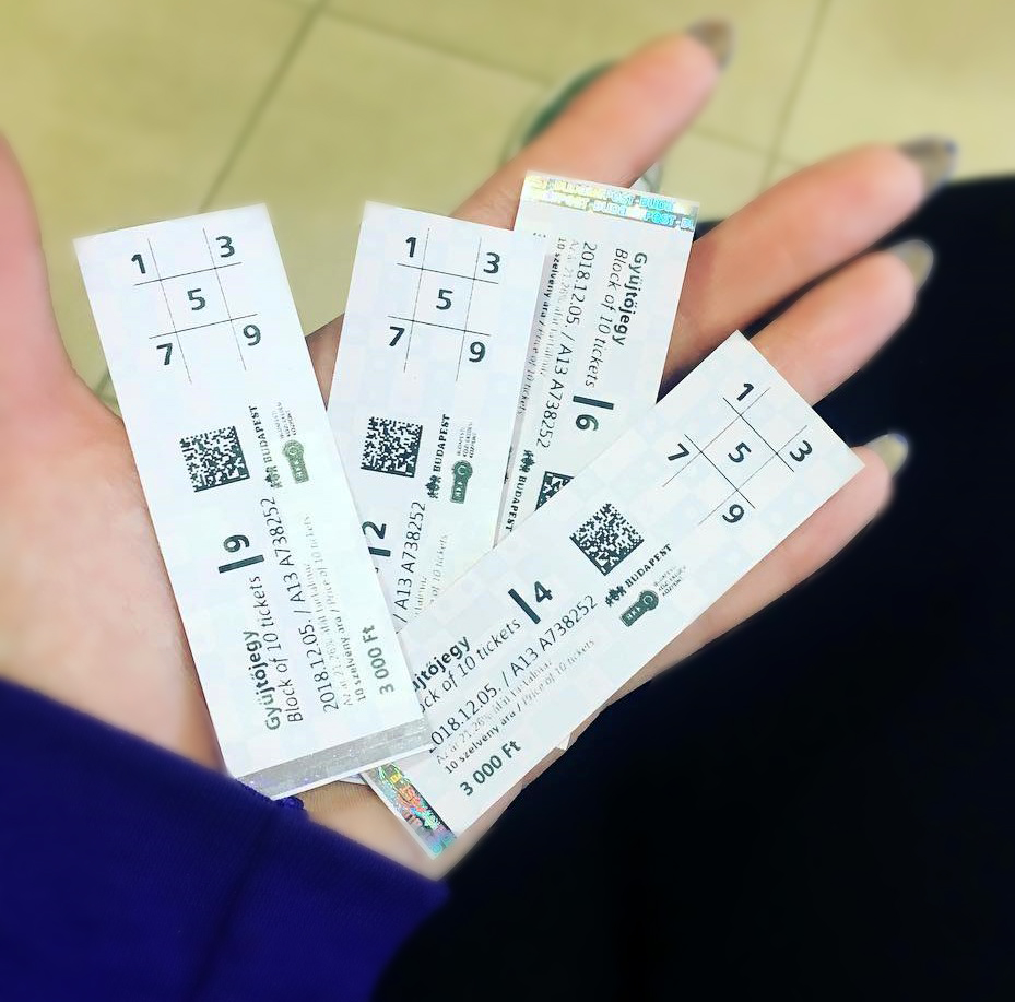 Photo of tickets in Budapest.