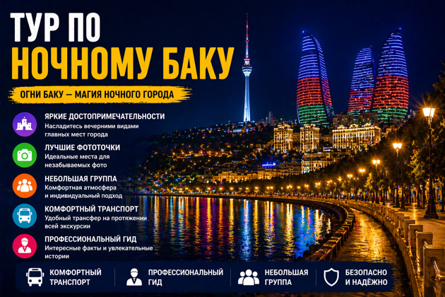 Ночной Баку: панорамы, фото и интересные истории