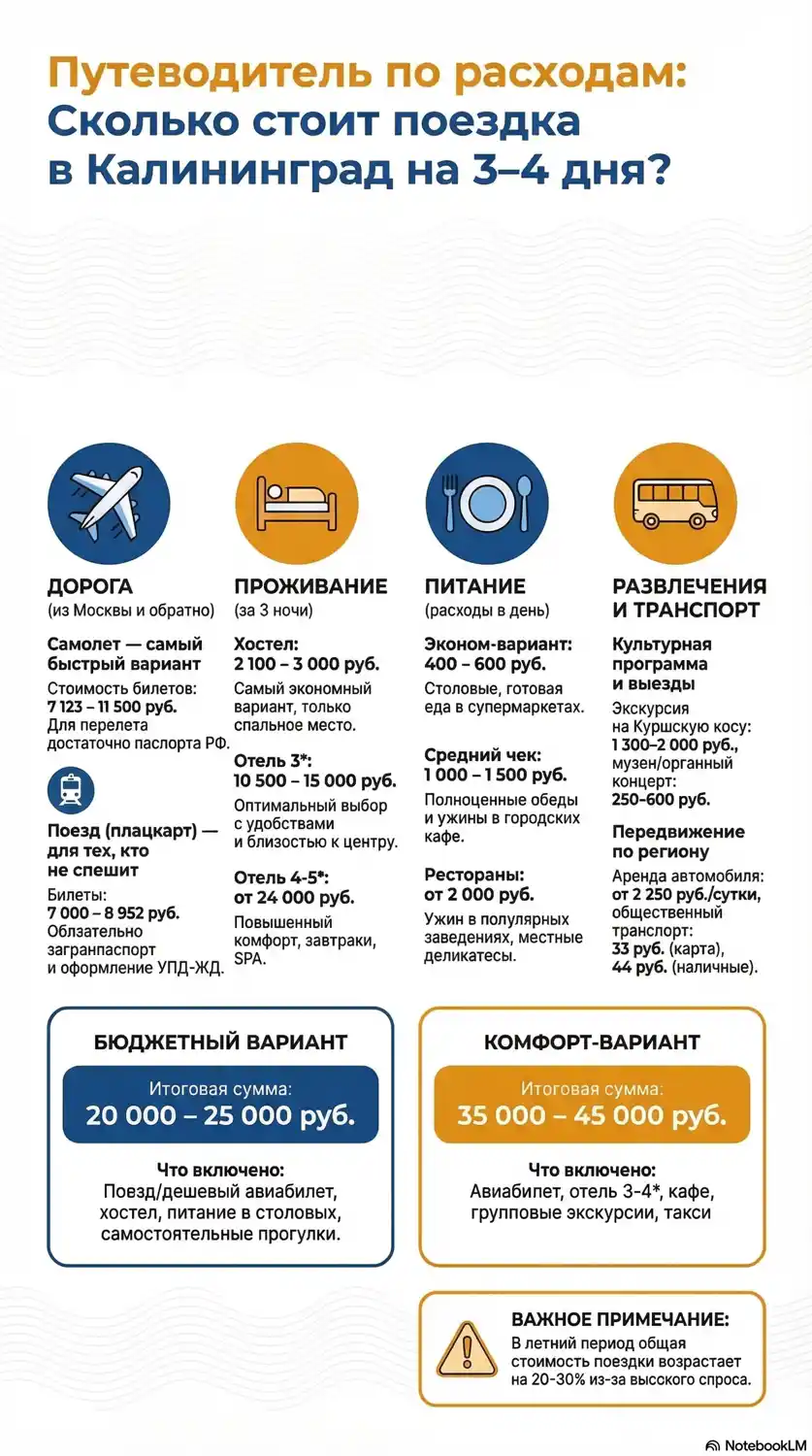 Сколько стоит поездка в Калининград инфографика