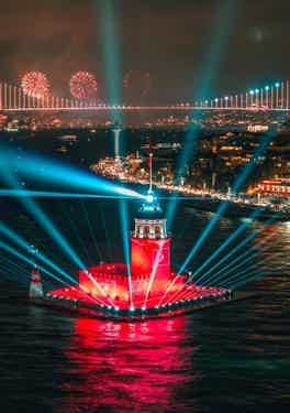 Admire Istanbul’s illuminated palaces and bridges