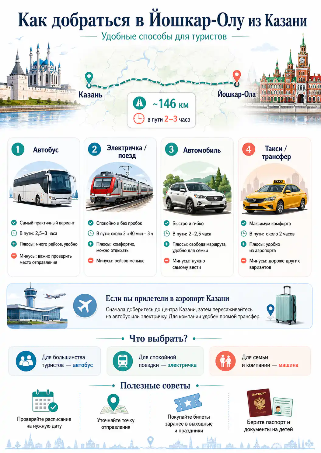 Инфографика: как добраться из Казани в Йошкар-Олу