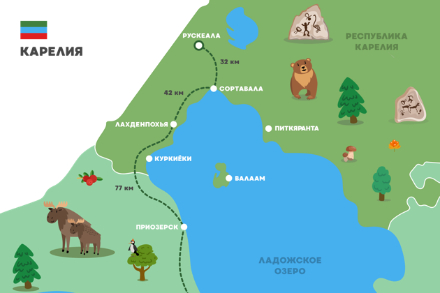 Виды Горный парк «Рускеала» и водопады (Всё включено)