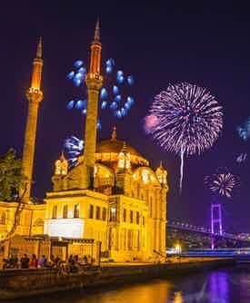 Admire Istanbul’s illuminated palaces and bridges