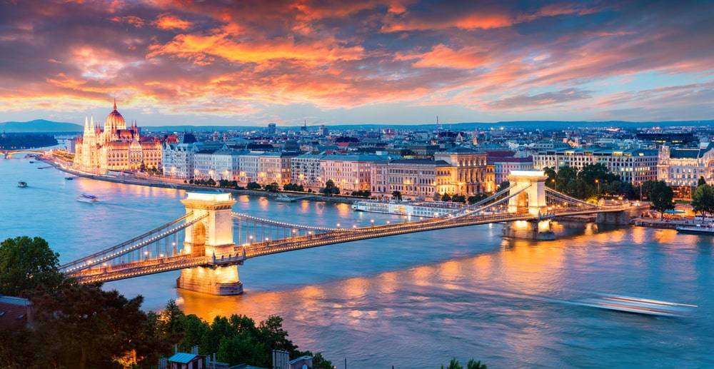 Danube River and Budapest Bridges