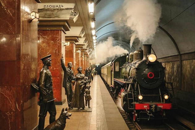 Московское метро: «Наш паровоз вперёд летит, в коммуне остановка»